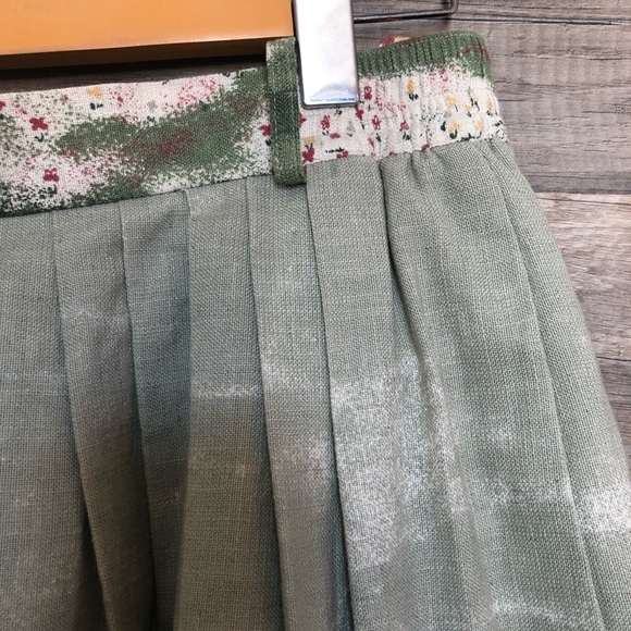 Vintage Linen Cotton  Blend Pleated Boho Prairie Maxi Skirt Medium - Picture 3 of 16